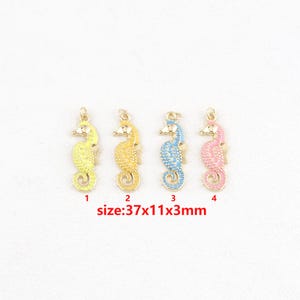 18k Gold Filled Seahorse Pendant,Enamel Charm,DIY Jewelry Accessories
