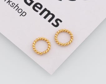 10Pcs 24k Gold Filled Twist Jump Ring,O Shaped Open Jump Ring,DIY Jewelry Accessories