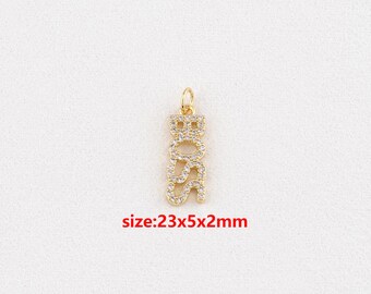 18k Gold Filled Boss Pendant,CZ Boss Charm,DIY Jewelry Accessories