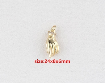 18k Gold Filled Hand Pendant,Hand Charm,DIY Jewelry Accessories