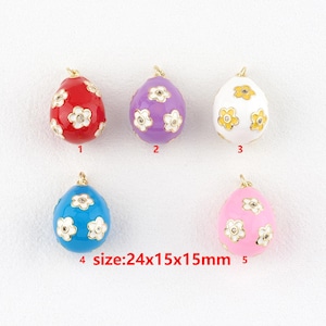 Pendentif oeuf de Pâques rempli d&#39;or 18 carats, breloque oeuf de Pâques en émail, accessoires de bijoux bricolage