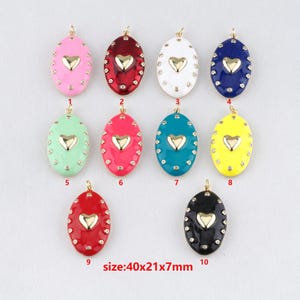 18k Gold Filled Heart Pendant,Enamel Heart Charm,DIY Jewelry Accessories