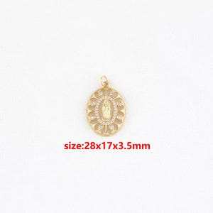 18k Gold Filled Virgin Mary Pendant,CZ Virgin Mary Charm,DIY Jewelry Accessories