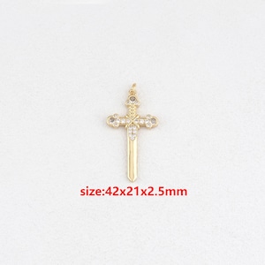 18k Gold Filled Sword Pendant,CZ Sword Charm,DIY Jewelry Accessories