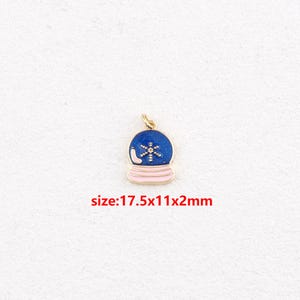 18k Gold Filled Crystal Ball Pendant,Enamel Charm,DIY Jewelry Accessories