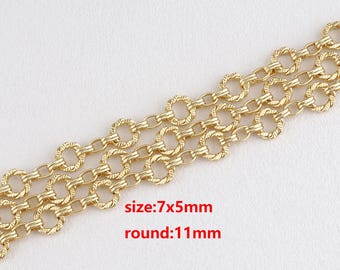 18k Gold Filled Round Chain,Twisted Round Link Chain,DIY Jewelry Accessories