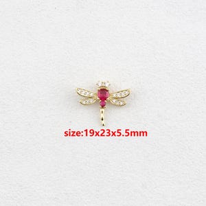 18k Gold Filled Dragonfly Pendant,CZ Insect Charm,DIY Jewelry Accessories