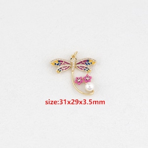18k Gold Filled Dragonfly Pendant,CZ Dragonfly Charm,DIY Jewelry Accessories