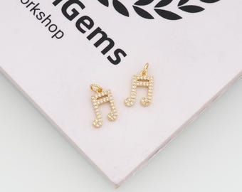 Colgante de nota musical chapado en oro de 18 quilates, dije de circonita cúbica, accesorios de joyería DIY