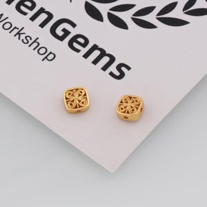 Cuentas cuadradas rellenas de oro de 24 quilates, cuentas espaciadoras planas cuadradas, accesorios para joyería DIY
