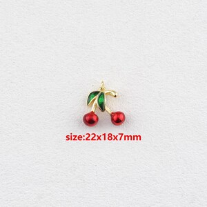 18k Gold Filled Cherry Pendant,Enamel Charm,DIY Jewelry Accessories