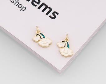 18k Gold Filled Cloud Pendant,Enamel Charm,DIY Jewelry Accessories