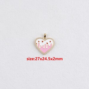 18k Gold Filled Heart Pendant,Enamel Heart Charm,DIY Jewelry Accessories