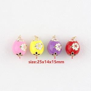 Pendentif oeuf de Pâques rempli d&#39;or 18 carats, breloque oeuf de Pâques en émail, accessoires de bijoux bricolage