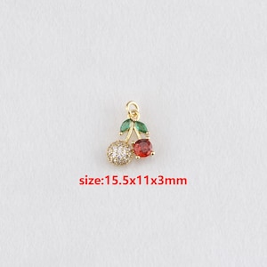 18k Gold Filled Cherry Pendant,Fruit Charm,DIY Jewelry Accessories