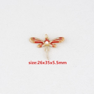 18k Gold Filled Dragonfly Pendant,CZ Dragonfly Charm,DIY Jewelry Accessories