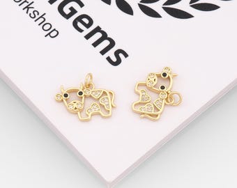 18k Gold Filled Cow Pendant,Animal Charm,DIY Jewelry Accessories