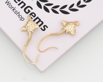 18k Gold Filled Manta Ray Pendant,Ocean Charm,DIY Jewelry Accessories