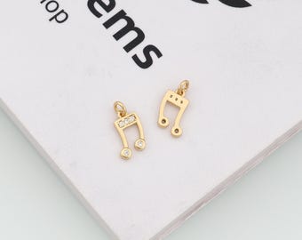 Colgante de nota musical chapado en oro de 18 quilates, dije de circonita cúbica, accesorios de joyería DIY