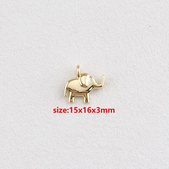 18k Gold Filled Elephant Pendant,animal Charm,diy Jewelry