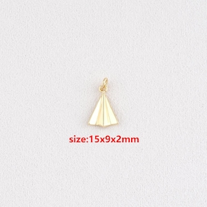 Colgante de avión de papel bañado en oro de 18 quilates, dije de avión de papel, accesorios de joyería DIY