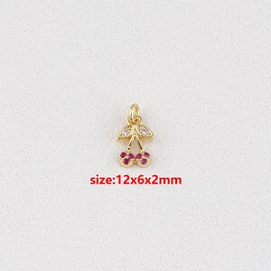 18k Gold Filled Cherry Pendant,Fruit Charm,DIY Jewelry Accessories