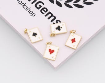 Colgante de póker chapado en oro de 18k, dije esmaltado, accesorios de joyería DIY