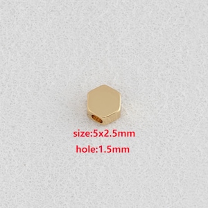 10PCS 18K Gold Filled Hexagon Spacer Beads,Gold Beads,DIY Jewelry Accessories