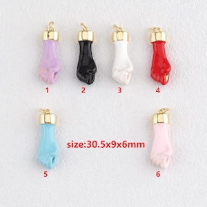 18k Gold Filled Fist Pendant,Gesture Necklace,Enamel Charm,DIY Jewelry Accessories