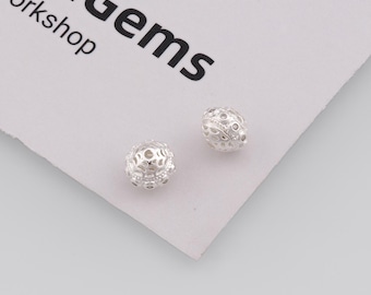 Silver Round Ball Beads,Round Spacer Bead,DIY Jewelry Accessories
