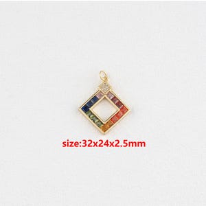 18k Gold Filled Natural Stone Pendant,Rhombus Charm,DIY Jewelry Accessories