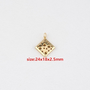 18k Gold Filled Natural Stone Pendant,Rhombus Charm,DIY Jewelry Accessories