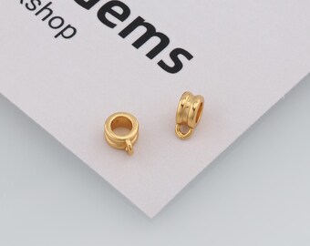 Cuentas de enganche para colgantes rellenas de oro de 24 quilates, espaciador para dijes, accesorios para joyería DIY