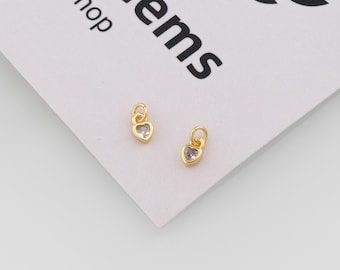 Colgante de corazón relleno de oro de 24 quilates, dije de corazón de circonita cúbica, accesorios de joyería DIY