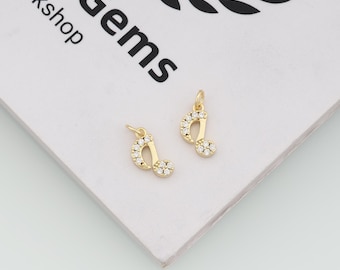 Colgante de nota musical chapado en oro de 18 quilates, dije de circonita cúbica, accesorios de joyería DIY