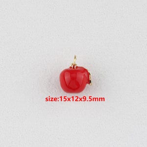 18k Gold Filled Apple Pendant,Fruit Necklace,Enamel Charm,DIY Jewelry Accessories