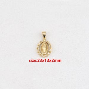 18k Gold Filled Virgin Mary Pendant,CZ Virgin Mary Charm,DIY Jewelry Accessories
