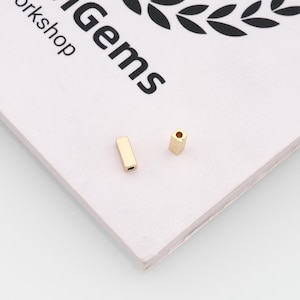 50PCS 18K Gold Filled Rectangle Beads,Cuboid Beads,DIY Jewelry Accessories