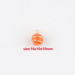 18k Gold Filled Basketball Pendant,Enamel Charm,DIY Jewelry Accessories