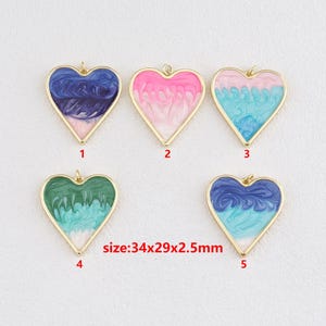 18k Gold Filled Heart Pendant,Enamel Heart Charm,DIY Jewelry Accessories
