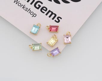 18k Gold Filled Rectangle Pendant,Crystal Charm,DIY Jewelry Accessories