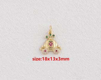 18k Gold Filled Pumpkin Car Pendant,CZ Pumpkin Car Charm,DIY Jewelry Accessories