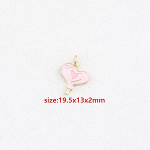 18k Gold Filled Heart Pendant,Enamel Heart Charm,DIY Jewelry Accessories