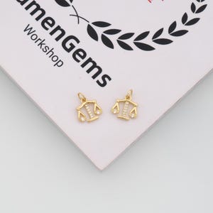 Ciondolo Bilancia riempito in oro 18k, ciondolo Bilancia con zirconi cubici, accessori per gioielli fai da te