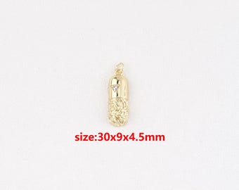 18k Gold Filled Pill Pendant,Capsule Charm,DIY Jewelry Accessories