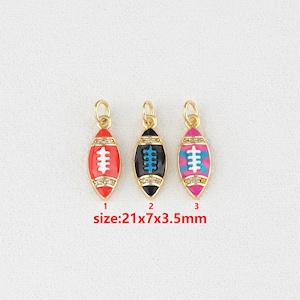 18k Gold Filled Rugby Pendant,Enamel Charm,DIY Jewelry Accessories