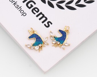 18k Gold Filled Unicorn Pendant,Unicorn Charm,DIY Jewelry Accessories