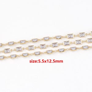 18k Gold Filled Rectangle Chain,Zirconia Link Chain,DIY Jewelry Accessories