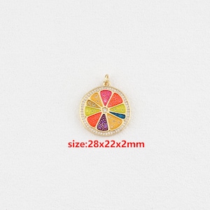 18k Gold Filledn Lemon Pendant,Enamel Charm,DIY Jewelry Accessories