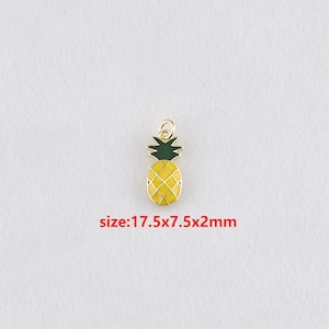18k Gold Filled Pineapple Pendant,Fruit Necklace,Enamel Charm,DIY Jewelry Accessories